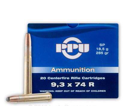 Ammunition TR&Z USA Trading Corp. 3252 ft lbs 9.3x74R PPU PP9374      9.3X74R     285 SP           20/10 • Model: 3252 ft lbs